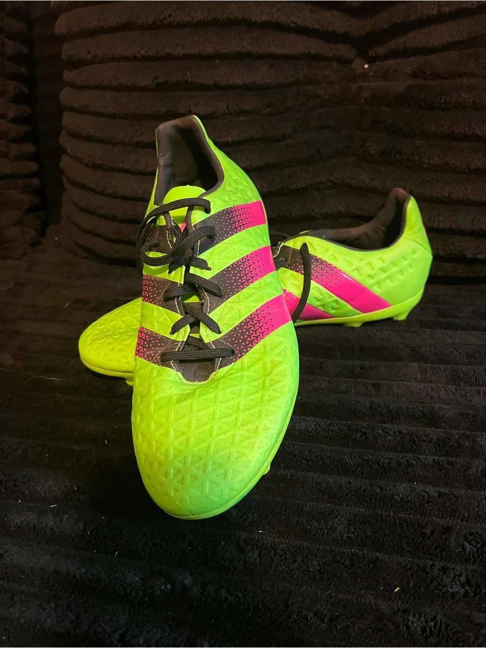 adidas Neon Green and Hot Pink Men's Athletic Soccer Shoes